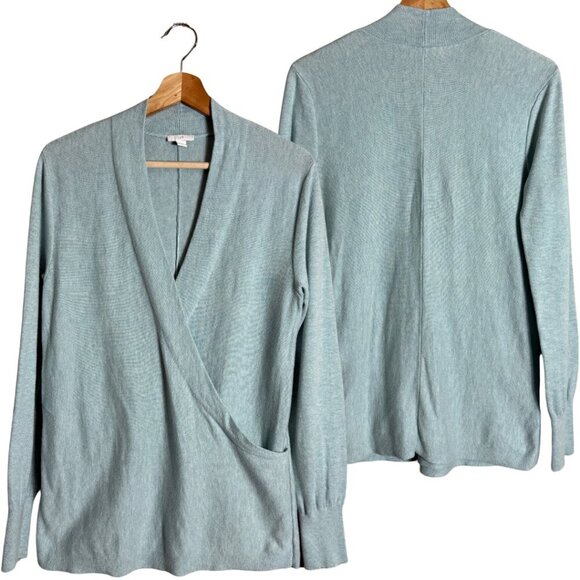 J. Jill Lightweight Wrap Knit Sweater Pullover Women's Small Blue Classic Career - Picture 1 of 11